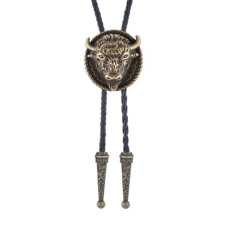 Buffalo Head Medallion Old West Bolo Tie - image 3
