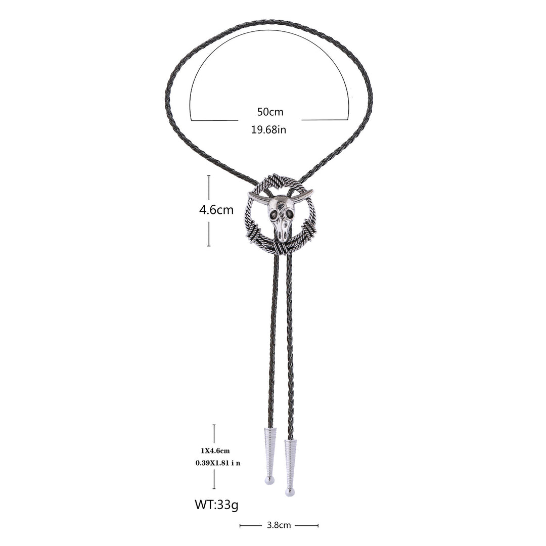 Steer Skull Rope Wreath Rock Style Bolo Tie - image 2
