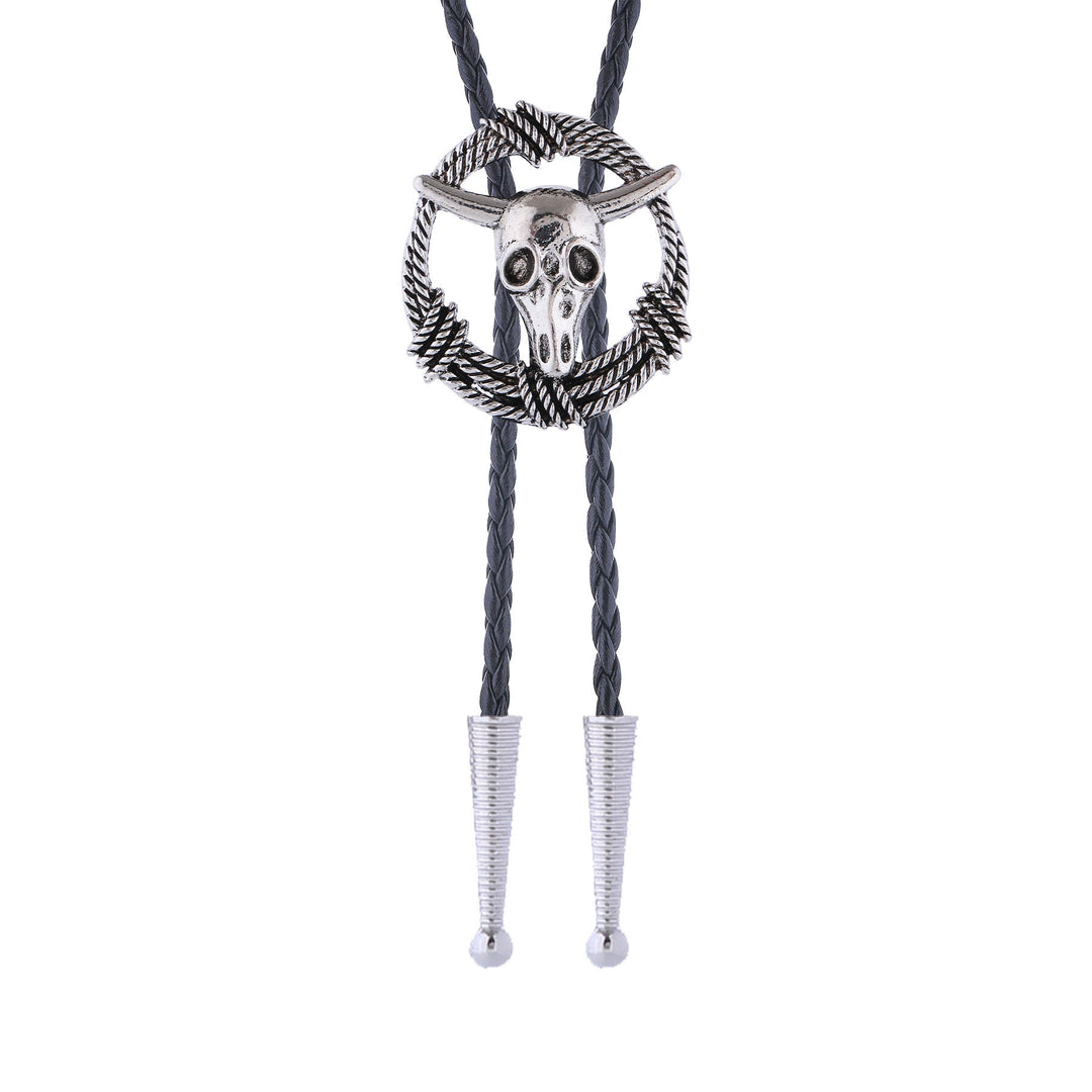 Steer Skull Rope Wreath Rock Style Bolo Tie - image 3