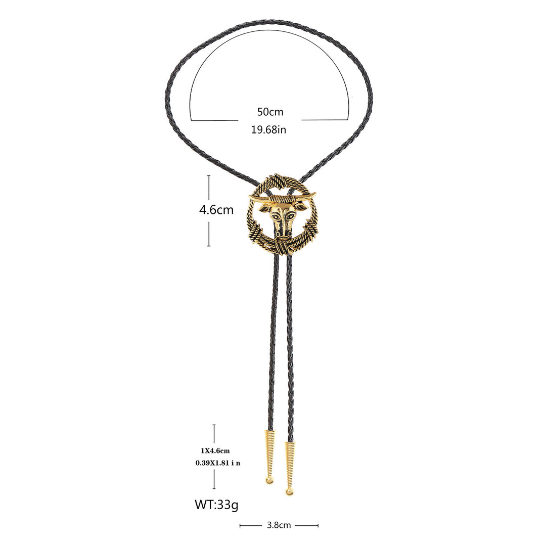 Rodeo Longhorn Bull Rope Wreath Rock Style Bolo Tie - image 3