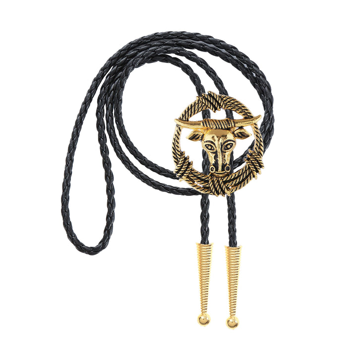 Rodeo Longhorn Bull Rope Wreath Rock Style Bolo Tie - image 5