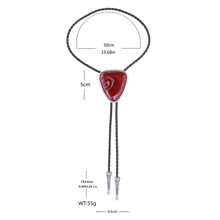 Western Glossy Artificial Tribal Shield Stone Bolo Tie - image 2