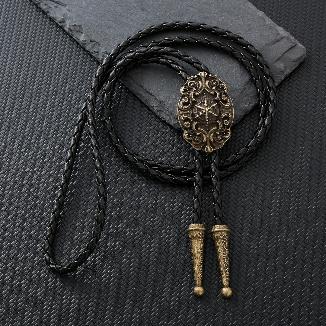 Ornate Compass Star Victorian Western Bolo Tie - Bronze - image 0