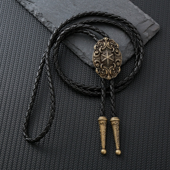 Ornate Compass Star Victorian Western Bolo Tie - Bronze - image 0