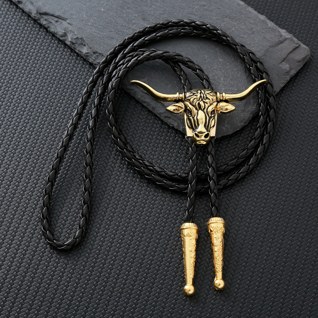 Strength & Health Western Longhorn Bull Spirit Bolo Tie - Antique Gold - image 8