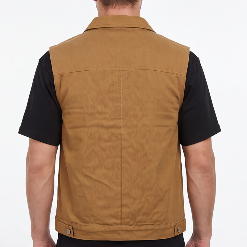 Men's American Vintage  Casual Washed Double Pockets Denim Vest - image 2