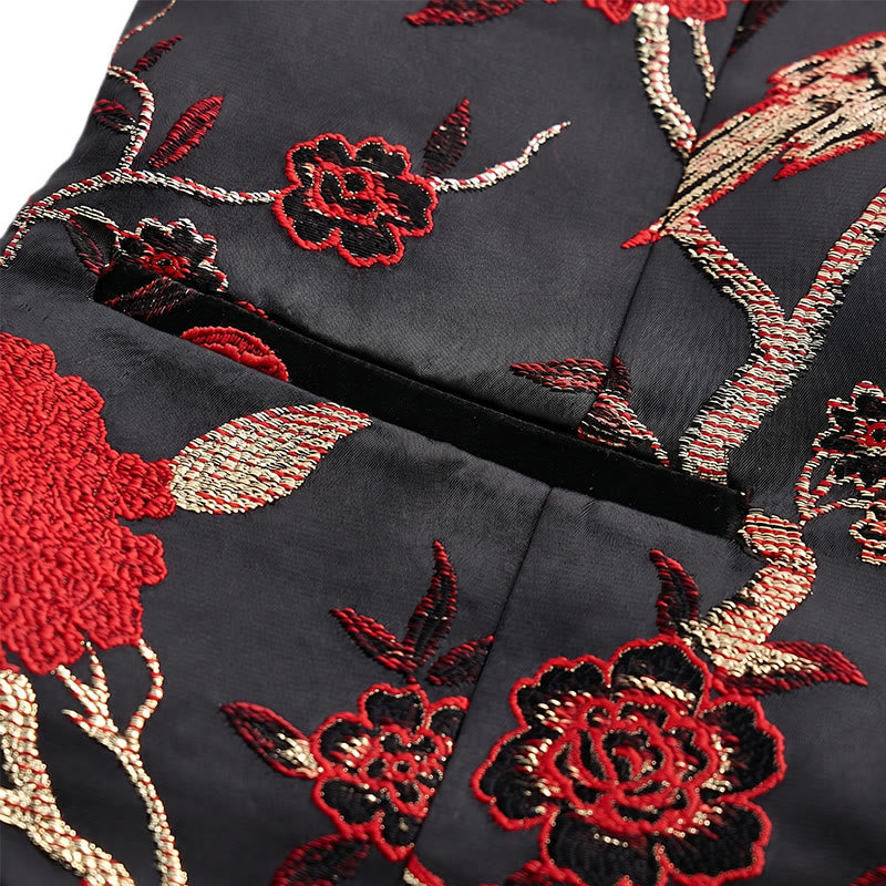 Men's Oriental Floral Jacquard Slim Fit Suit Vest - image 8
