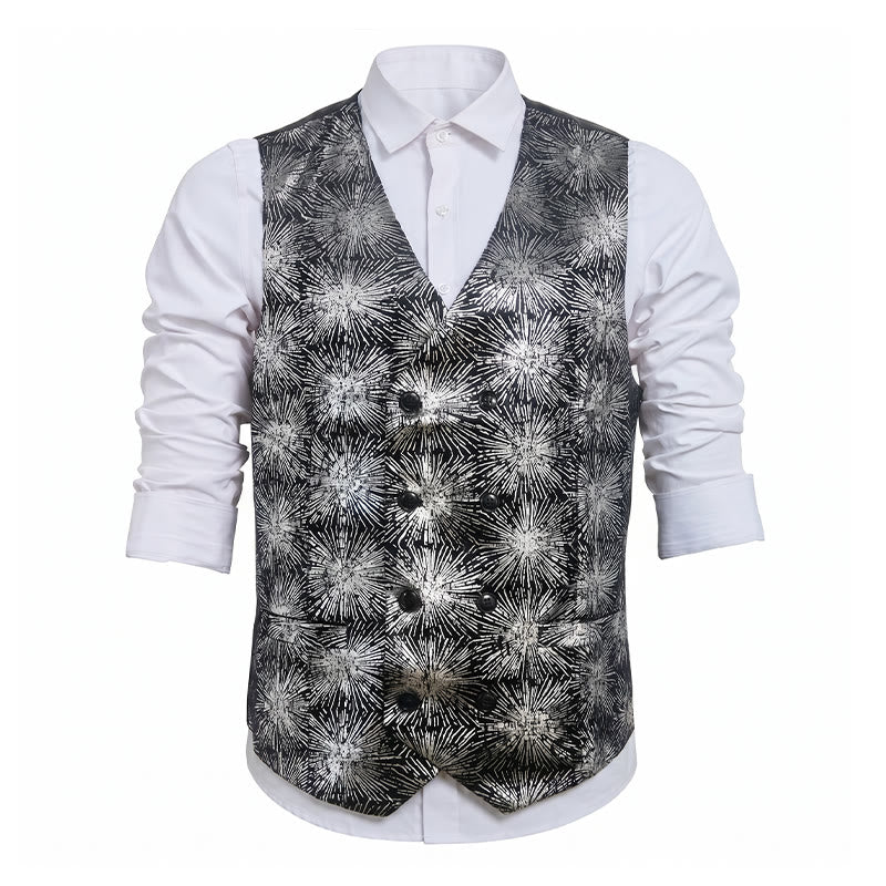 Men's Shiny Firework Print Double-breasted Suit Vest - image 10