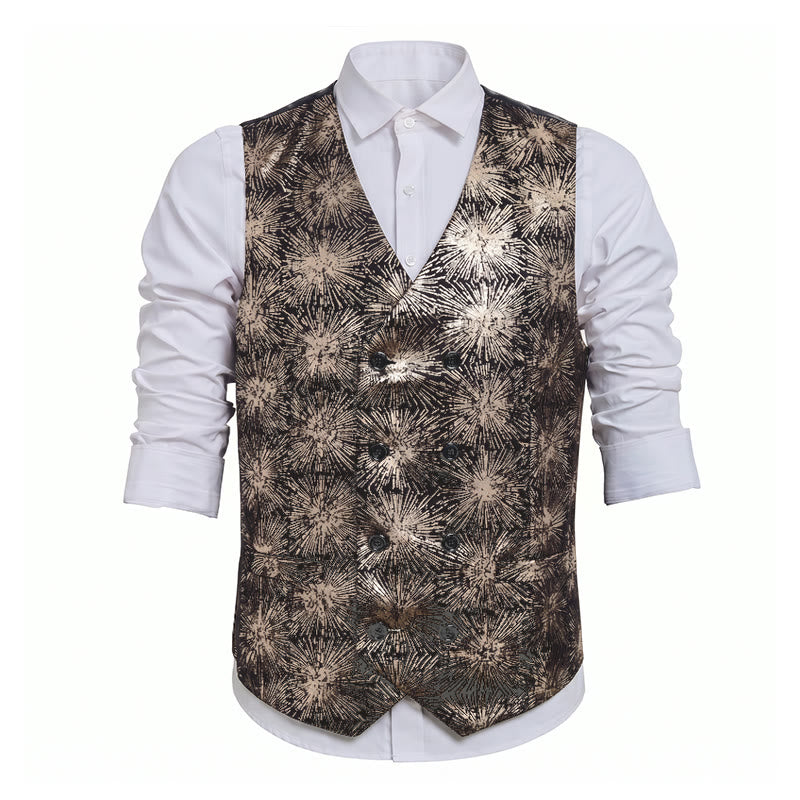 Men's Shiny Firework Print Double-breasted Suit Vest - image 12