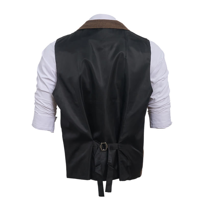 Men's Vintage Herringbone Tweed Suit  Vest - image 13