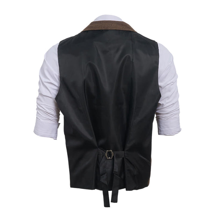 Men's Vintage Herringbone Tweed Suit  Vest - image 13