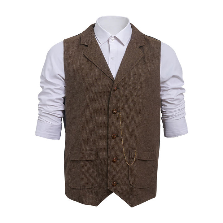 Men's Vintage Herringbone Tweed Suit  Vest - image 12