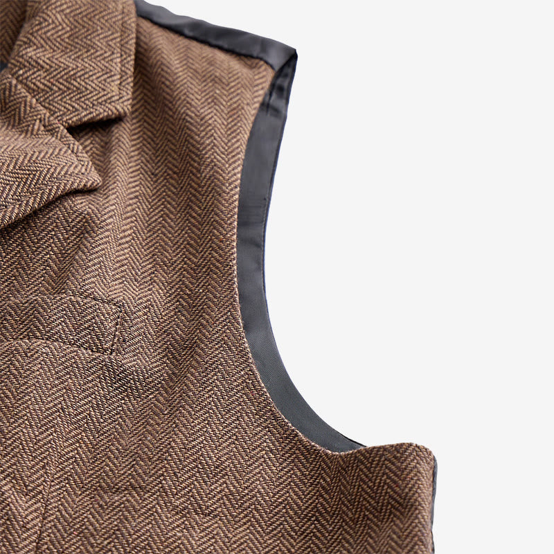 Men's Vintage Herringbone Tweed Suit  Vest - image 11