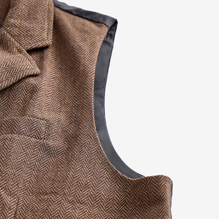 Men's Vintage Herringbone Tweed Suit  Vest - image 11