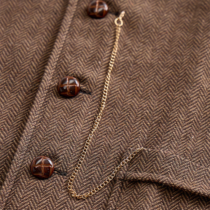 Men's Vintage Herringbone Tweed Suit  Vest - image 9