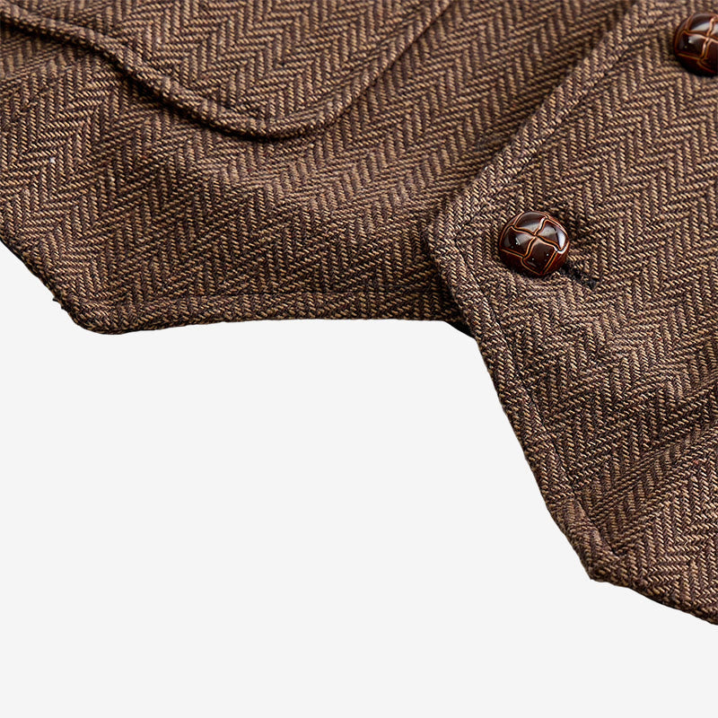 Men's Vintage Herringbone Tweed Suit  Vest - image 10