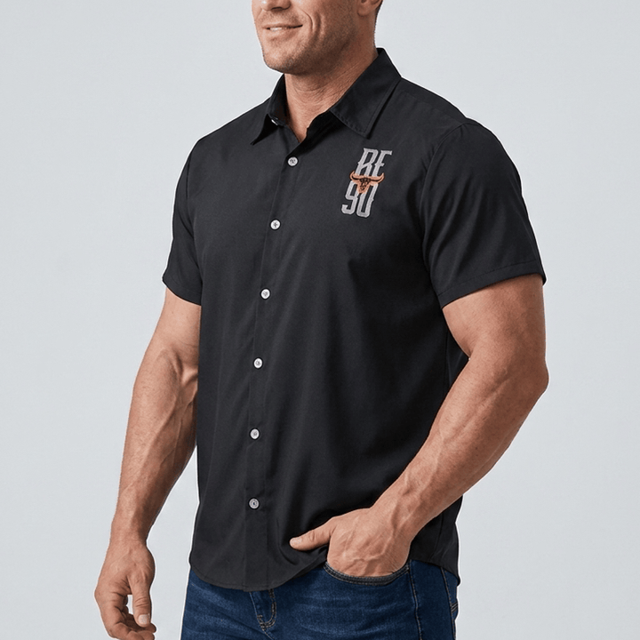 Men's Western Bull Skull American Flag Print Shirt - image 3