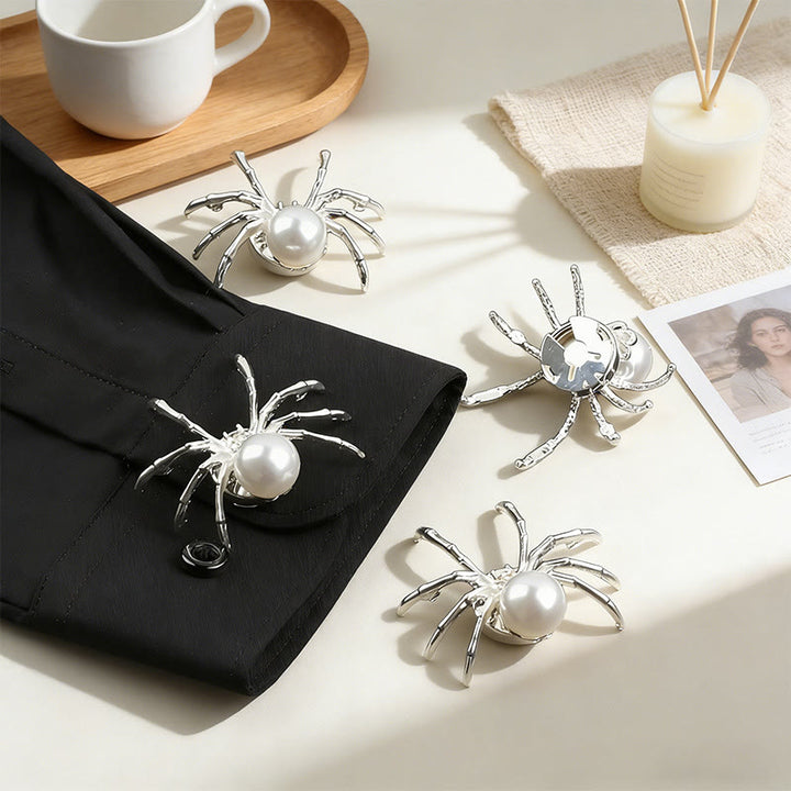 1 Pair Pearl Web Spider Snap-On Shirt Insect Button Covers - image 0