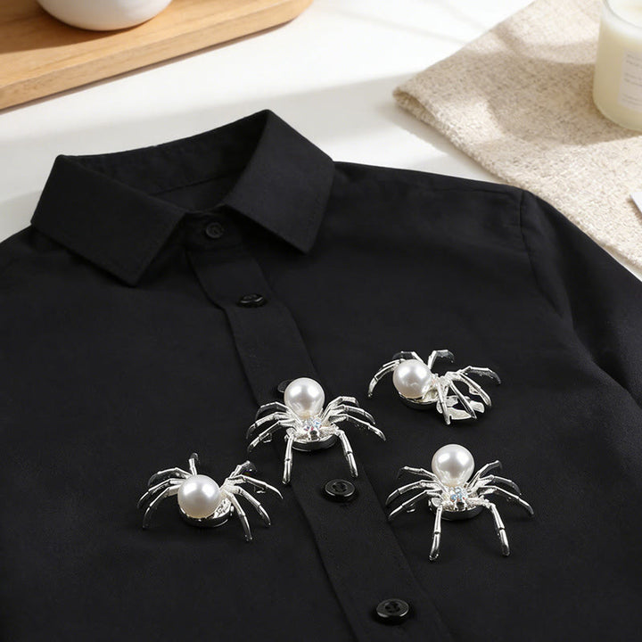 1 Pair Pearl Web Spider Snap-On Shirt Insect Button Covers - image 2