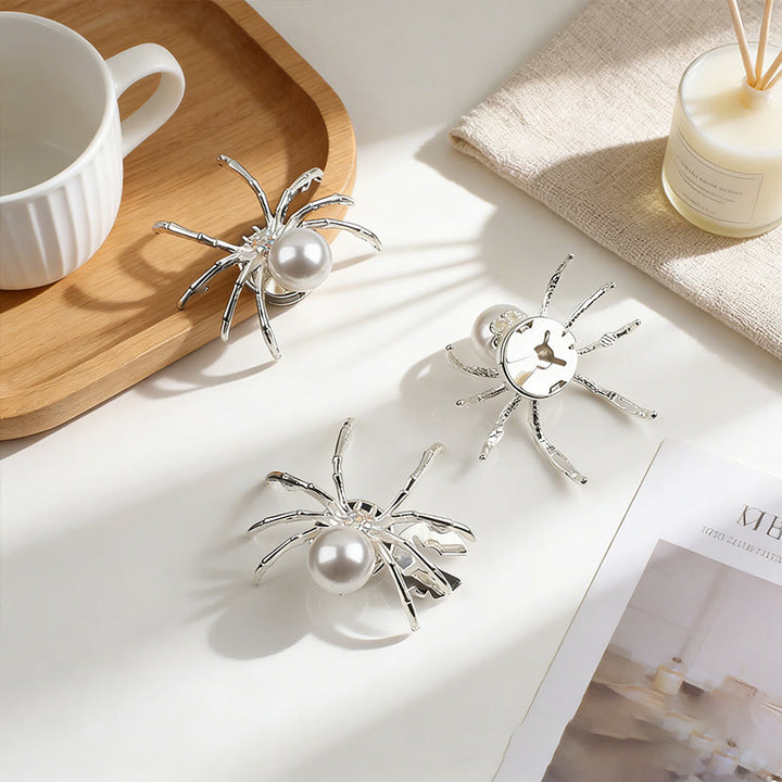 1 Pair Pearl Web Spider Snap-On Shirt Insect Button Covers - image 3