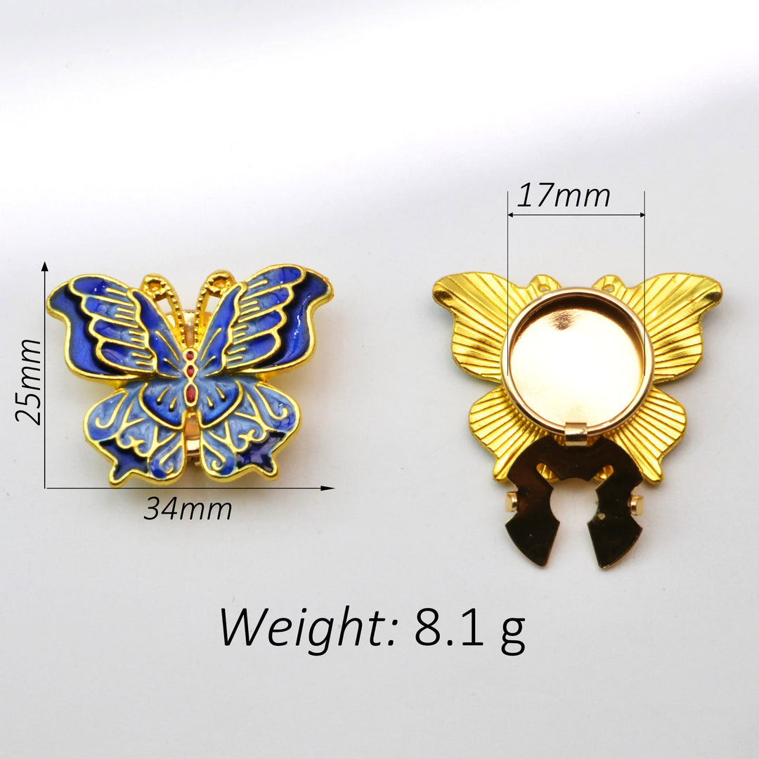 1 Pair Enamel Butterfly Snap-On Shirt Insect Button Covers - image 3