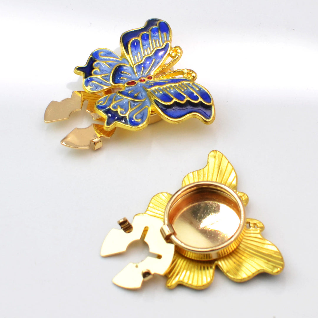 1 Pair Enamel Butterfly Snap-On Shirt Insect Button Covers - image 2