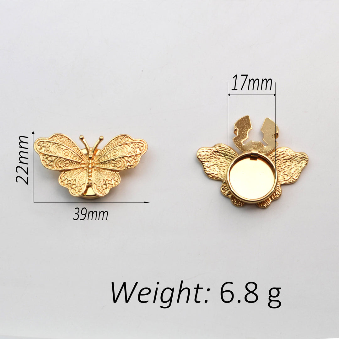 1 Pair Filigree Butterfly Snap-On Shirt Insect Button Covers - image 3