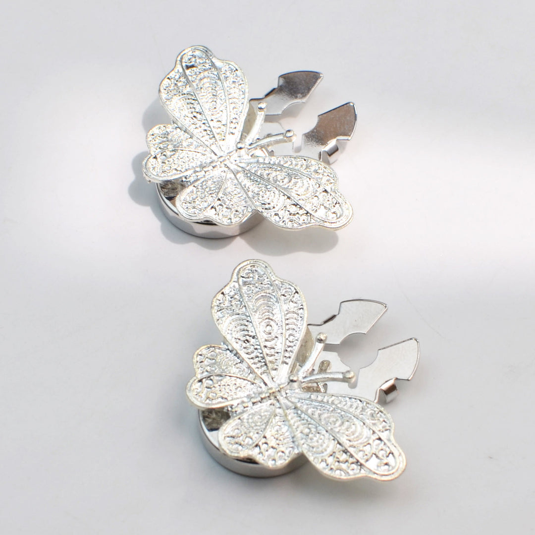 1 Pair Filigree Butterfly Snap-On Shirt Insect Button Covers - image 5