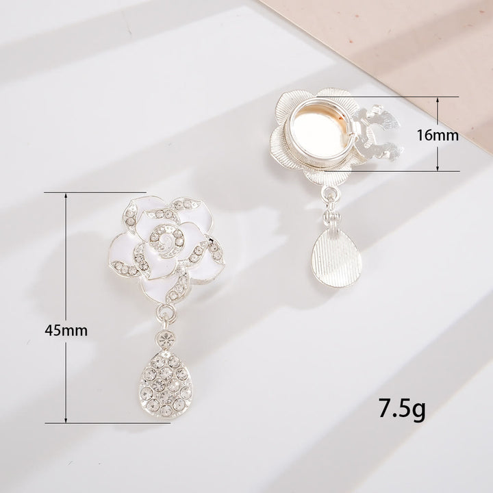 1 Pair Everlasting White Rose Snap-On Shirt Insect Button Covers - Style #2 / Silver - image 5