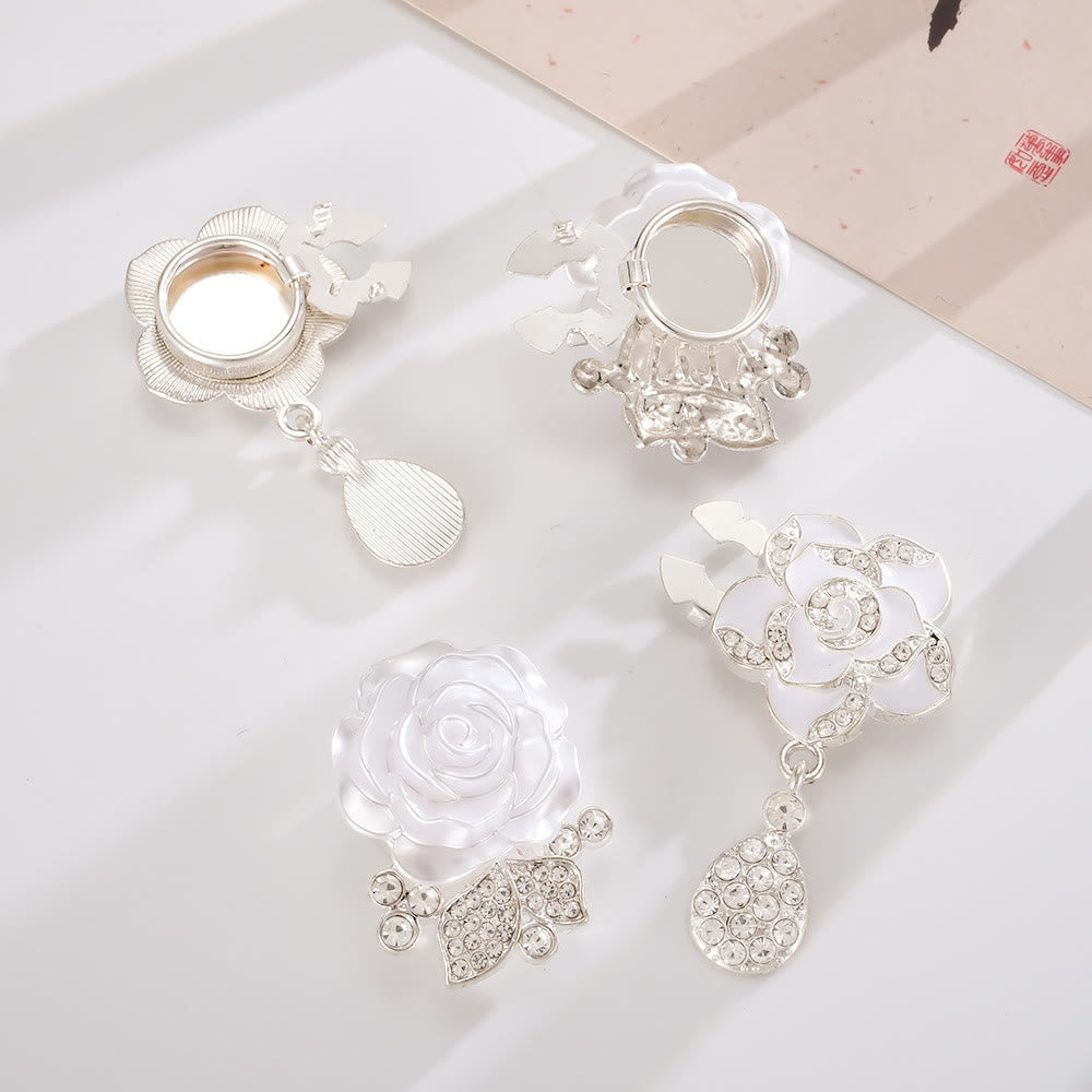1 Pair Everlasting White Rose Snap-On Shirt Insect Button Covers - image 6