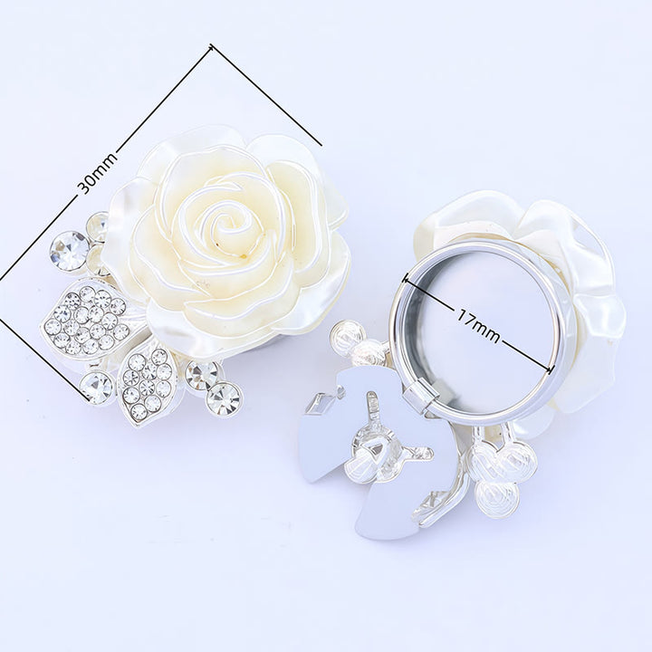 1 Pair Everlasting White Rose Snap-On Shirt Insect Button Covers - image 2