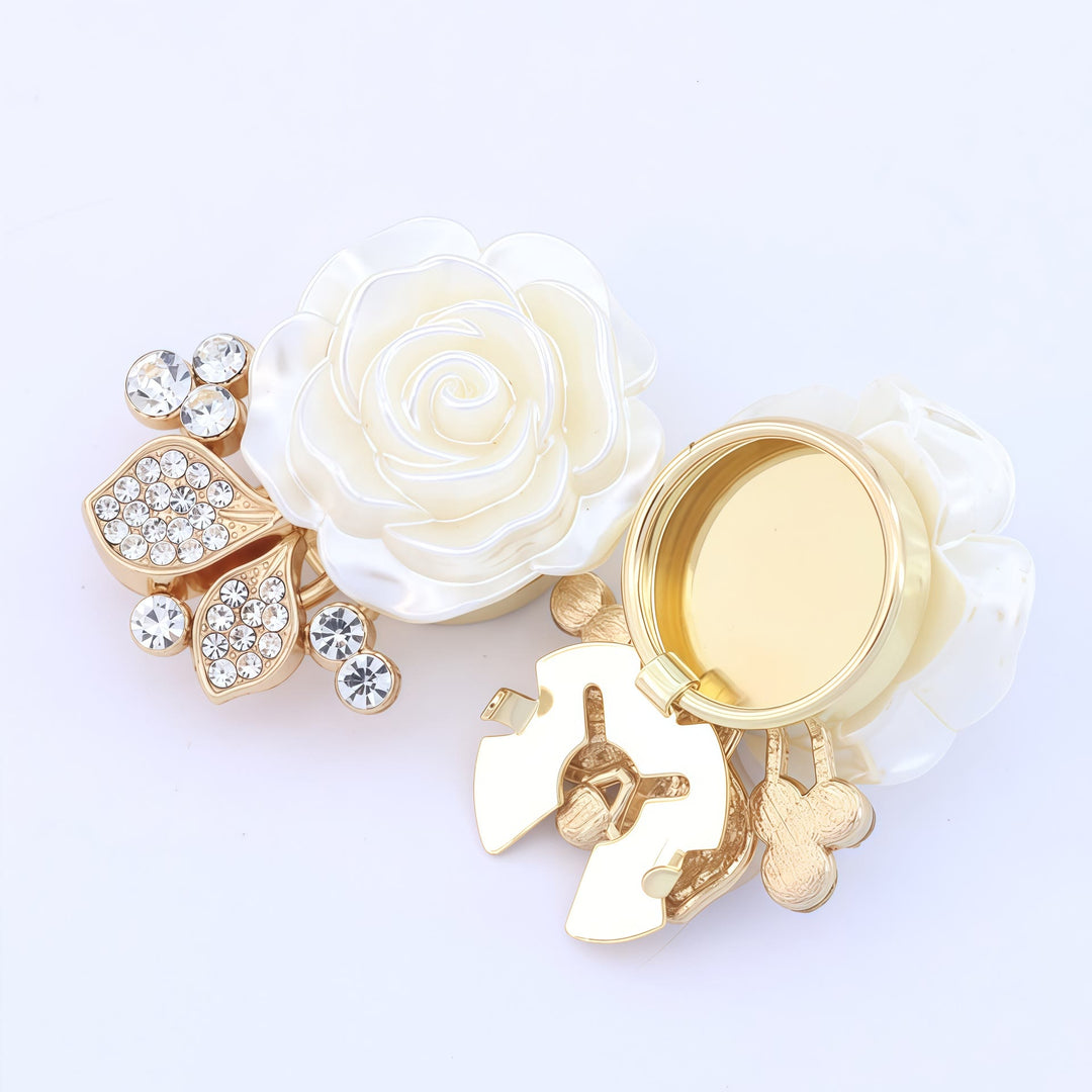 1 Pair Everlasting White Rose Snap-On Shirt Insect Button Covers - Style #1 / Gold - image 4