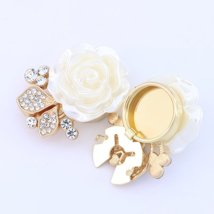1 Pair Everlasting White Rose Snap-On Shirt Insect Button Covers - Style #1 / Gold - image 4