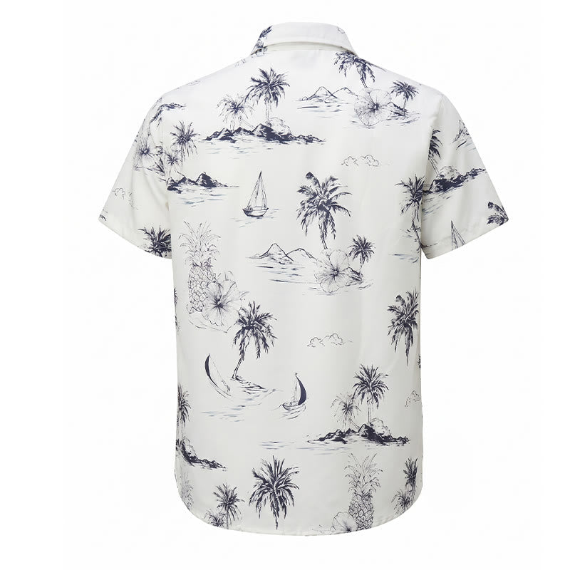 Men's Tropical Island Print Summer Holiday Short Sleeve Shirt - image 10