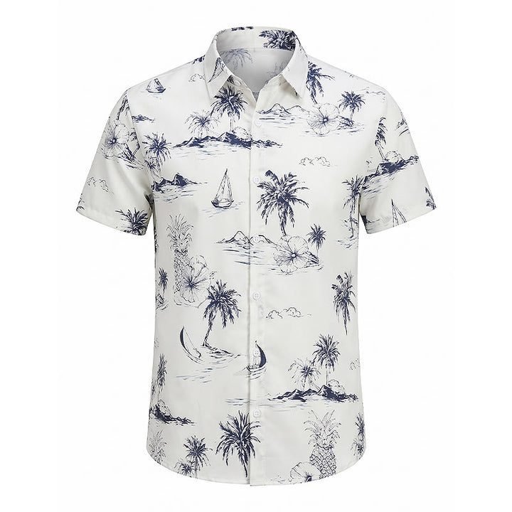 Men's Tropical Island Print Summer Holiday Short Sleeve Shirt - image 9