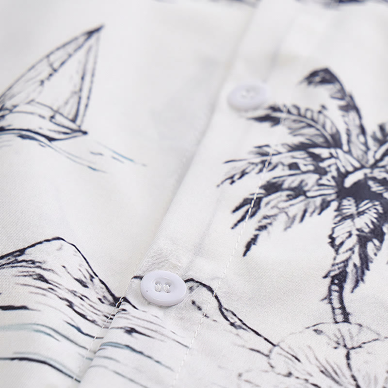 Men's Tropical Island Print Summer Holiday Short Sleeve Shirt - image 5