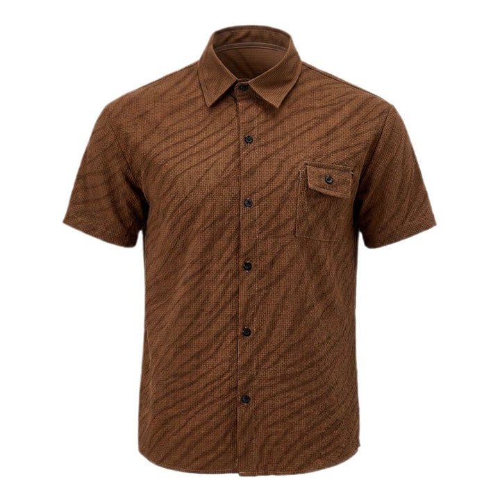 Men's Brown Oversized Seersucker Workwear Shirt - image 9
