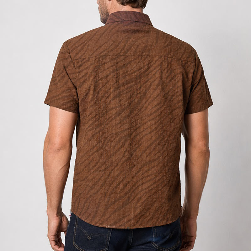 Men's Brown Oversized Seersucker Workwear Shirt - image 2