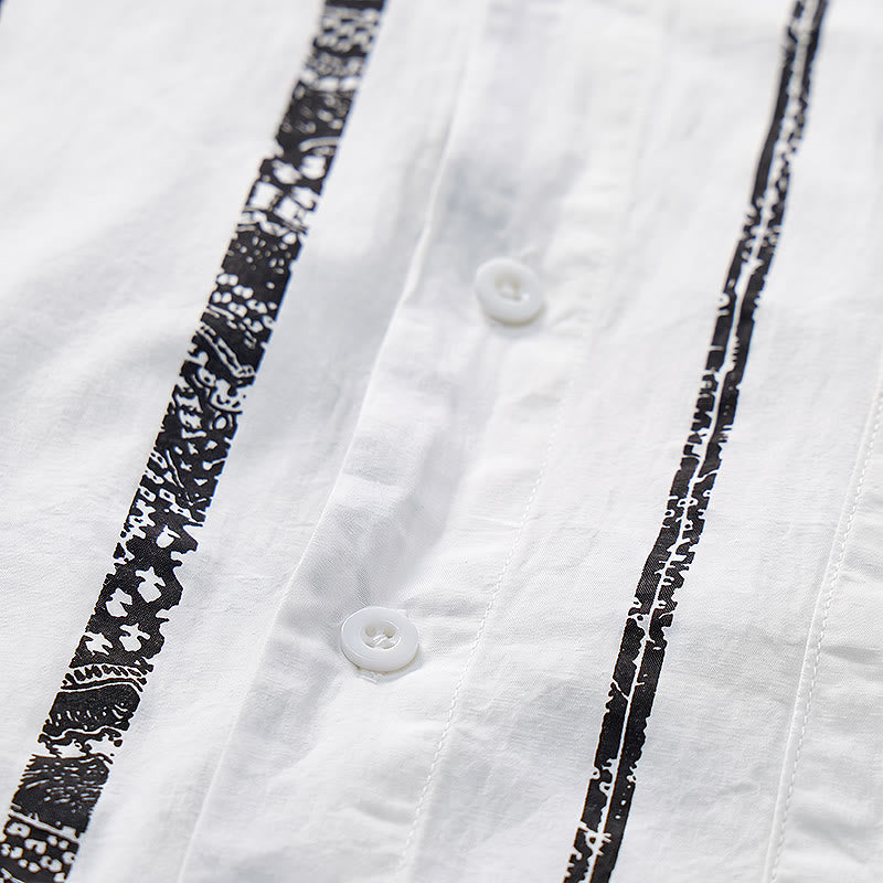 Trendy Tribal Stripe Print Lightweight Summer Cotton Shirt - image 6