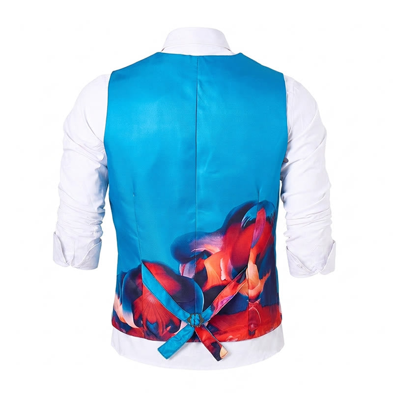 Men's Abstract Art Print Color Block Suit Vest - image 11