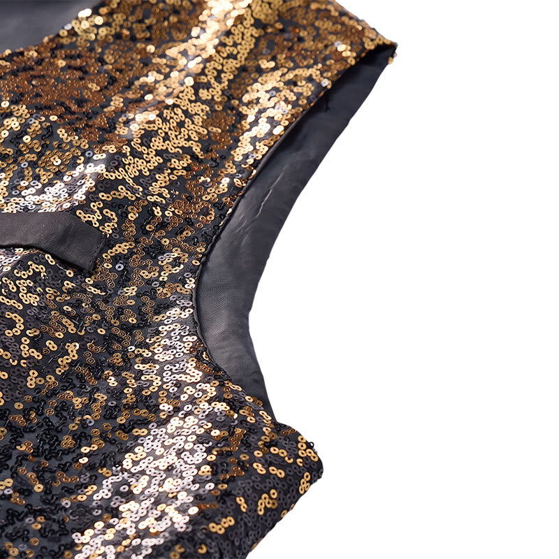 Men's Gold & Black Ombre Color Nightclub Sequin Vest - image 5