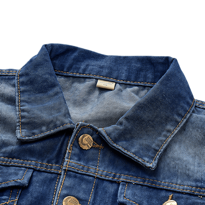 Vintage Washed Frayed Hem Trucker Denim Vest - image 5