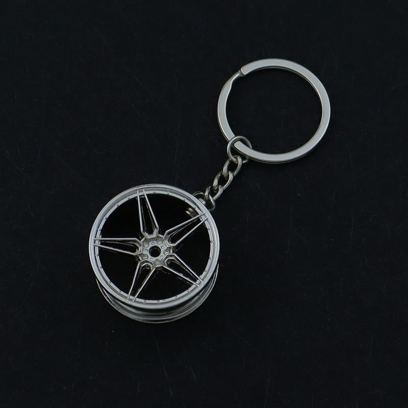 Mini Modern Car Parts Design Keychain Collection - Silver Great Wheel - image 13