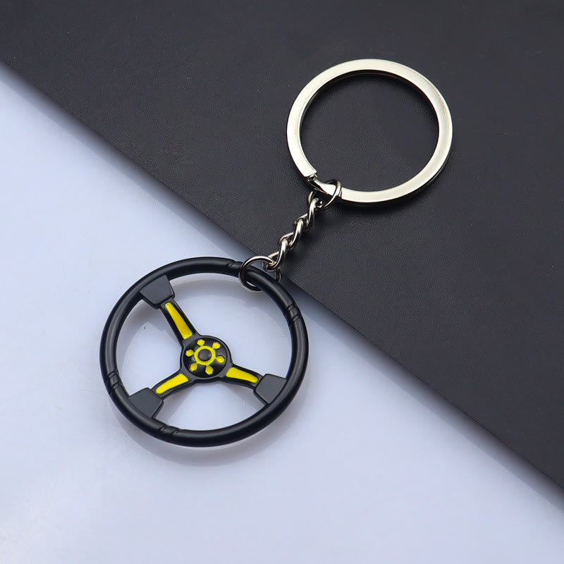 Mini Modern Car Parts Design Keychain Collection - Yellow Steering Wheel - image 9