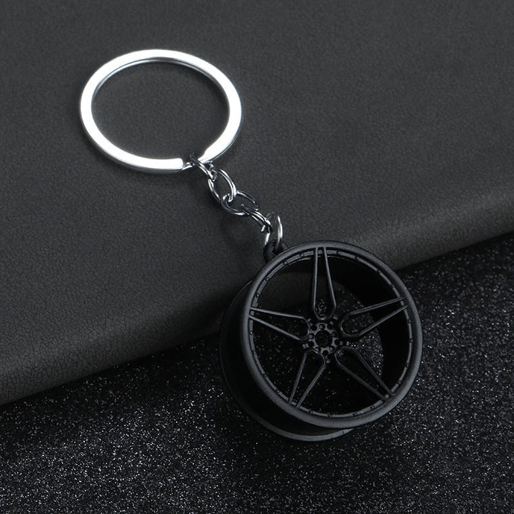 Mini Modern Car Parts Design Keychain Collection - Black Great Wheel - image 10