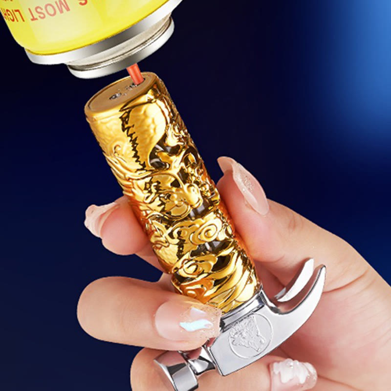 Gold Hammer-Shaped Wolf Emblem Butane Lighter - image 5