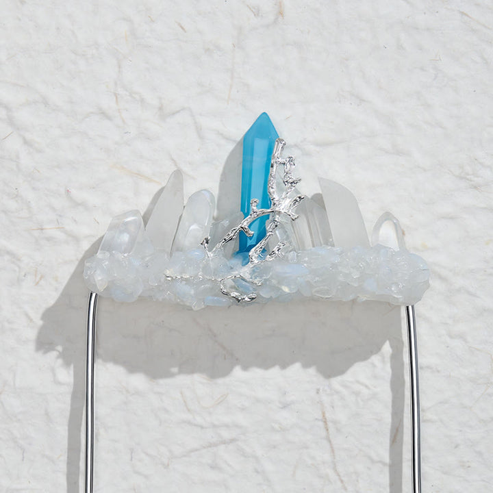Handcrafted Natural Crystal Crown Pocket Square Brooch - image 25