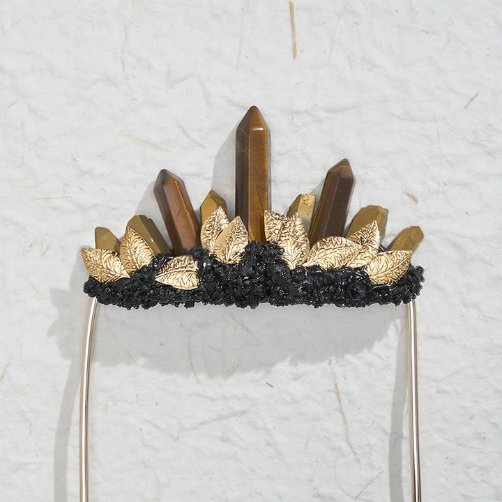 Handcrafted Natural Crystal Crown Pocket Square Brooch - image 1