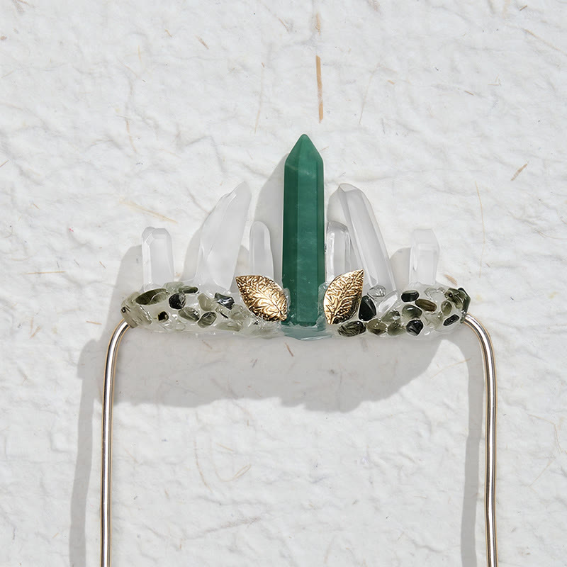 Handcrafted Natural Crystal Crown Pocket Square Brooch - image 23