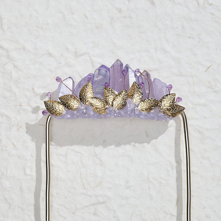 Handcrafted Natural Crystal Crown Pocket Square Brooch - image 7
